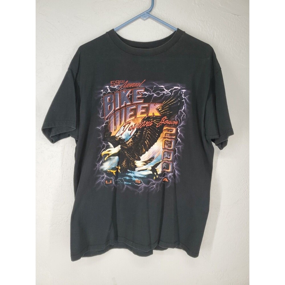 VTG 2000‎ Y2k Daytona 59th Annual Bike Week Short Sleeve T Shirt Black Size XL